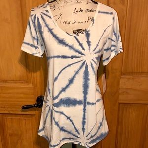 NWOT M LLR White & Blue Tie Dye Classic T